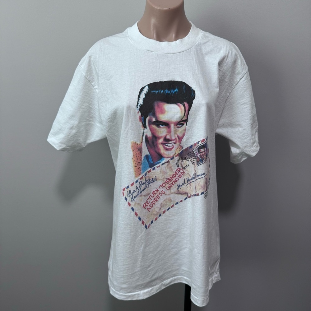 Anvil Elvis Presley Vintage Tee Return to Sender Address Unknown Postcard 1992